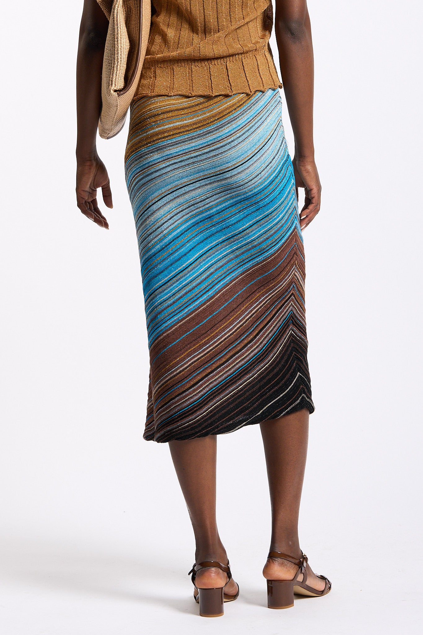 Akep Gonna Lurex Azzurro/Cammello Donna-4