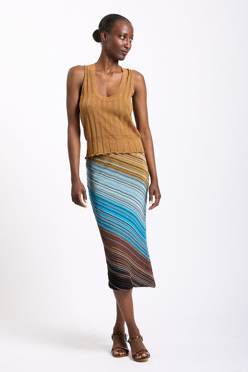 Akep Gonna Lurex Azzurro/Cammello Donna-2