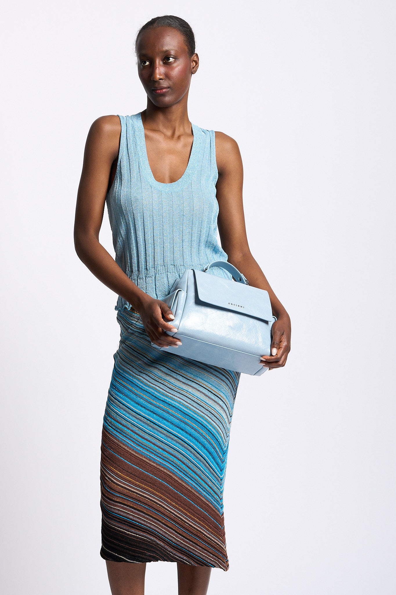 Akep Gonna Lurex Azzurro/Cammello Donna-5