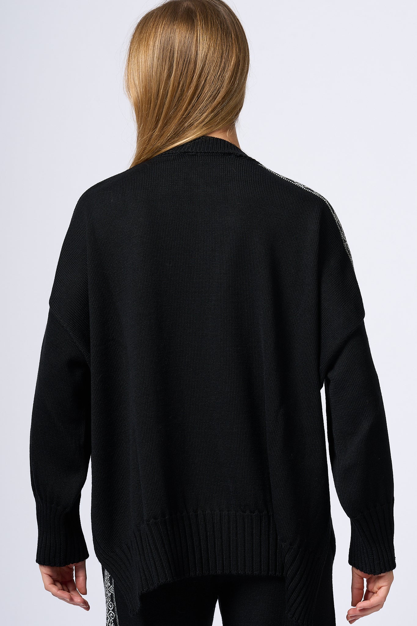 Akep Maglia Bordo Jacquard Nero Donna-5