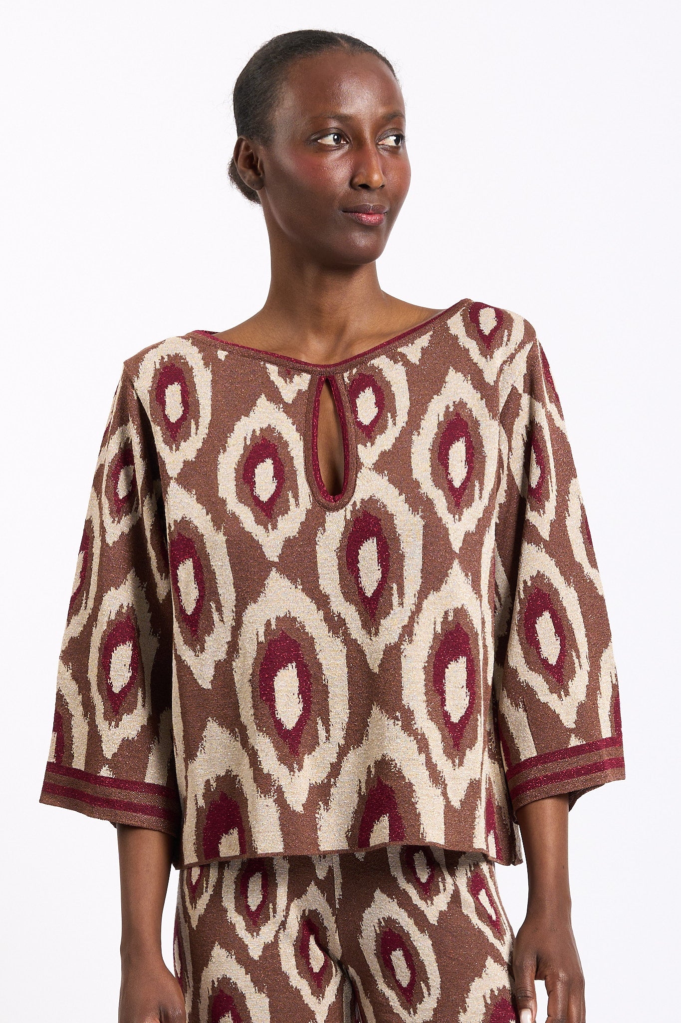 Akep Maglia Jacquard Cammello Donna-1