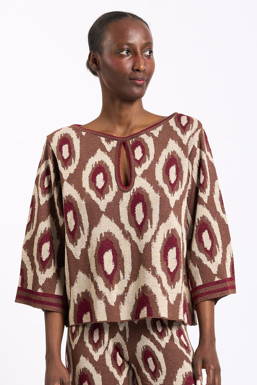 Akep Maglia Jacquard Cammello Donna