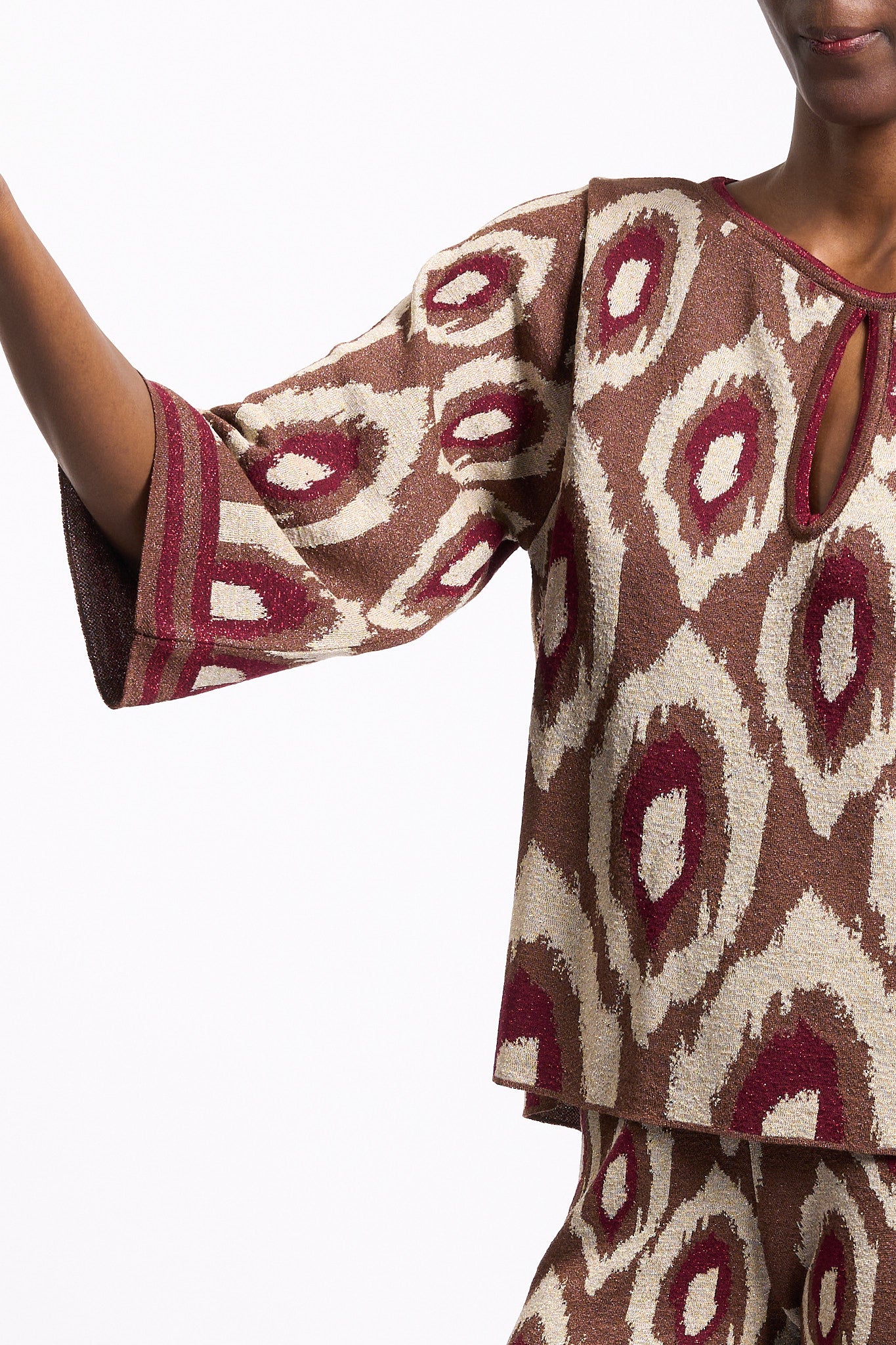 Akep Maglia Jacquard Cammello Donna-6