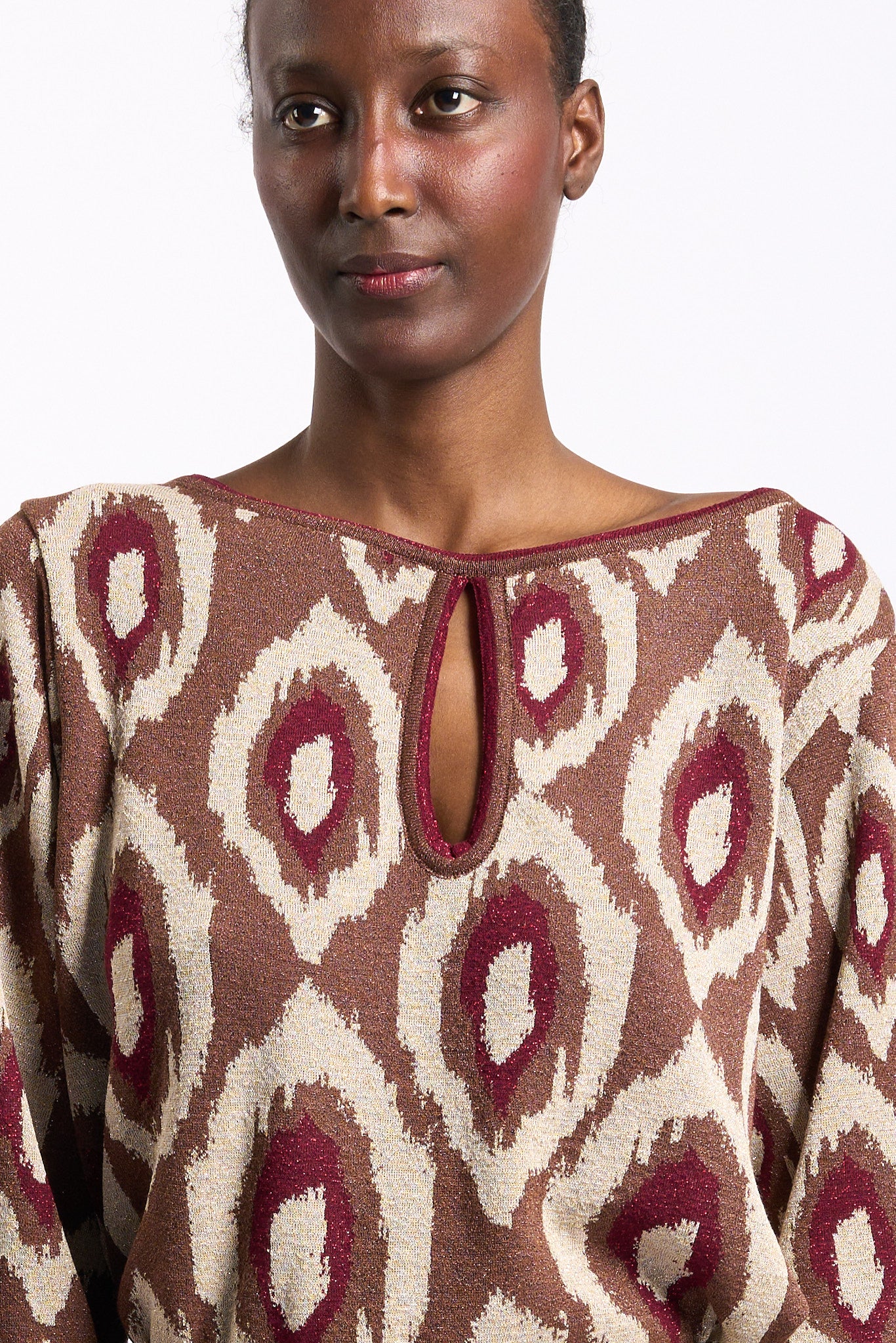 Akep Maglia Jacquard Cammello Donna-7