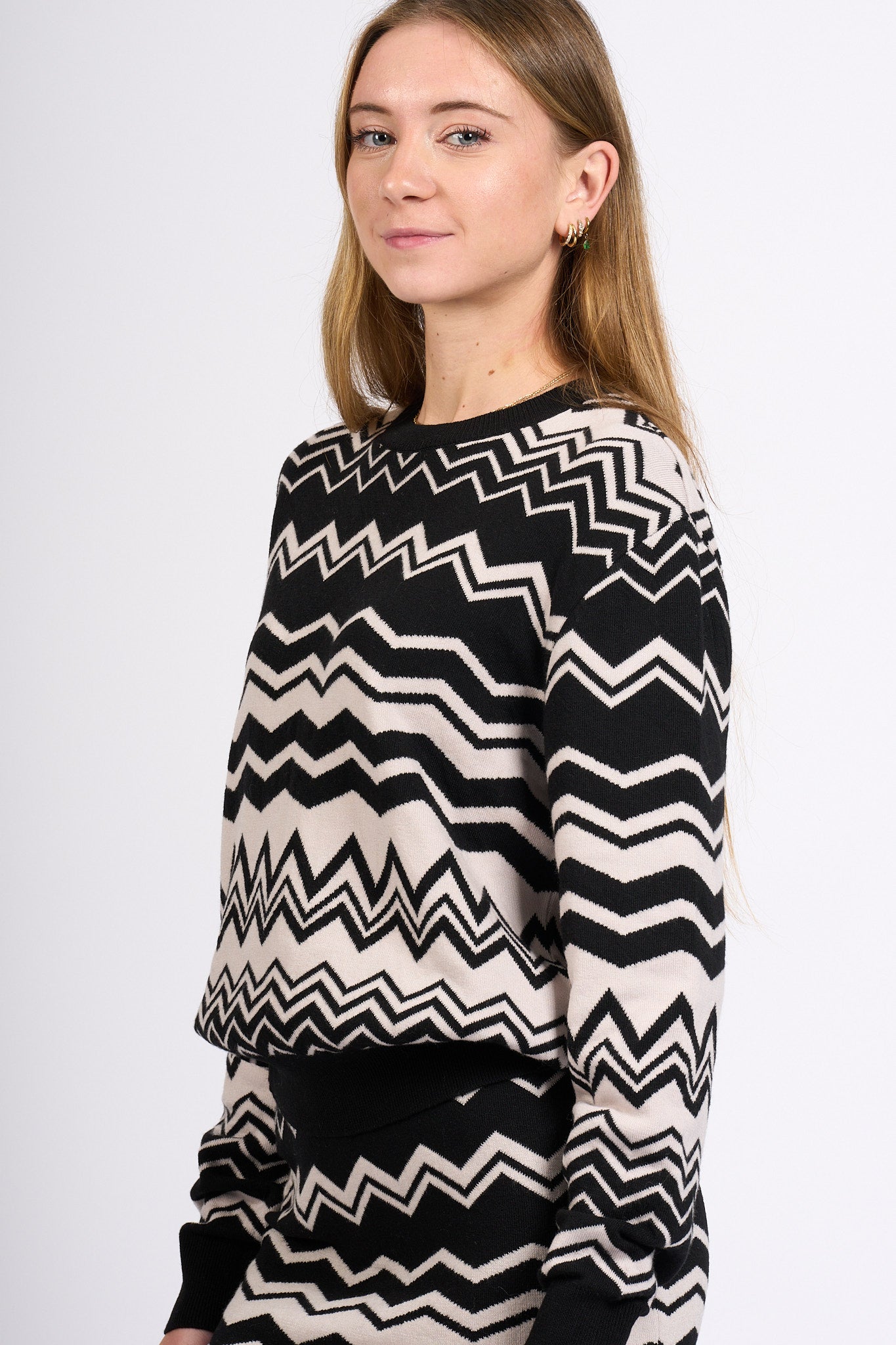 Akep Maglia Jacquard Nero/bianco Donna-3