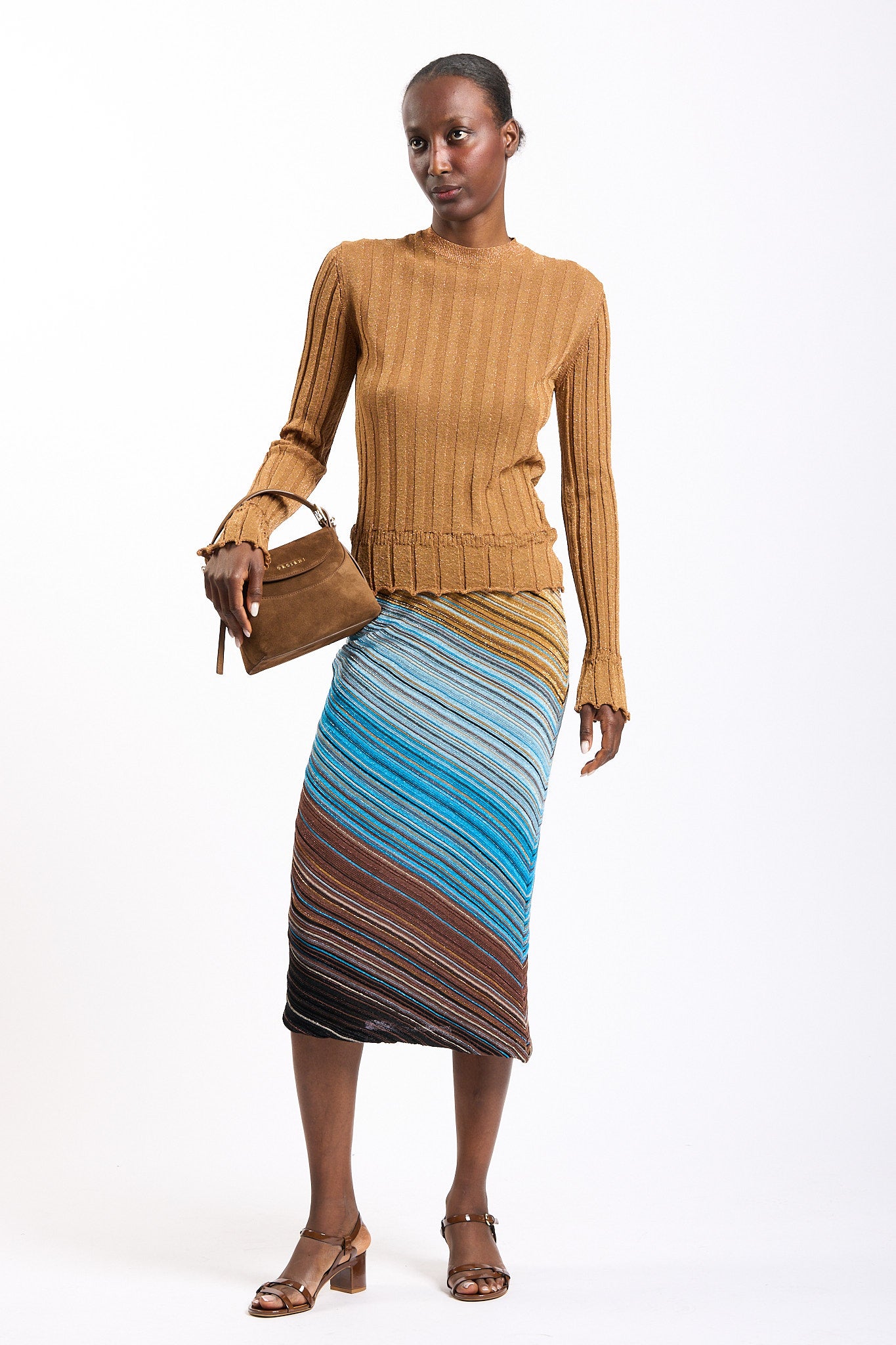 Akep Maglia Lurex Cammello Donna-3