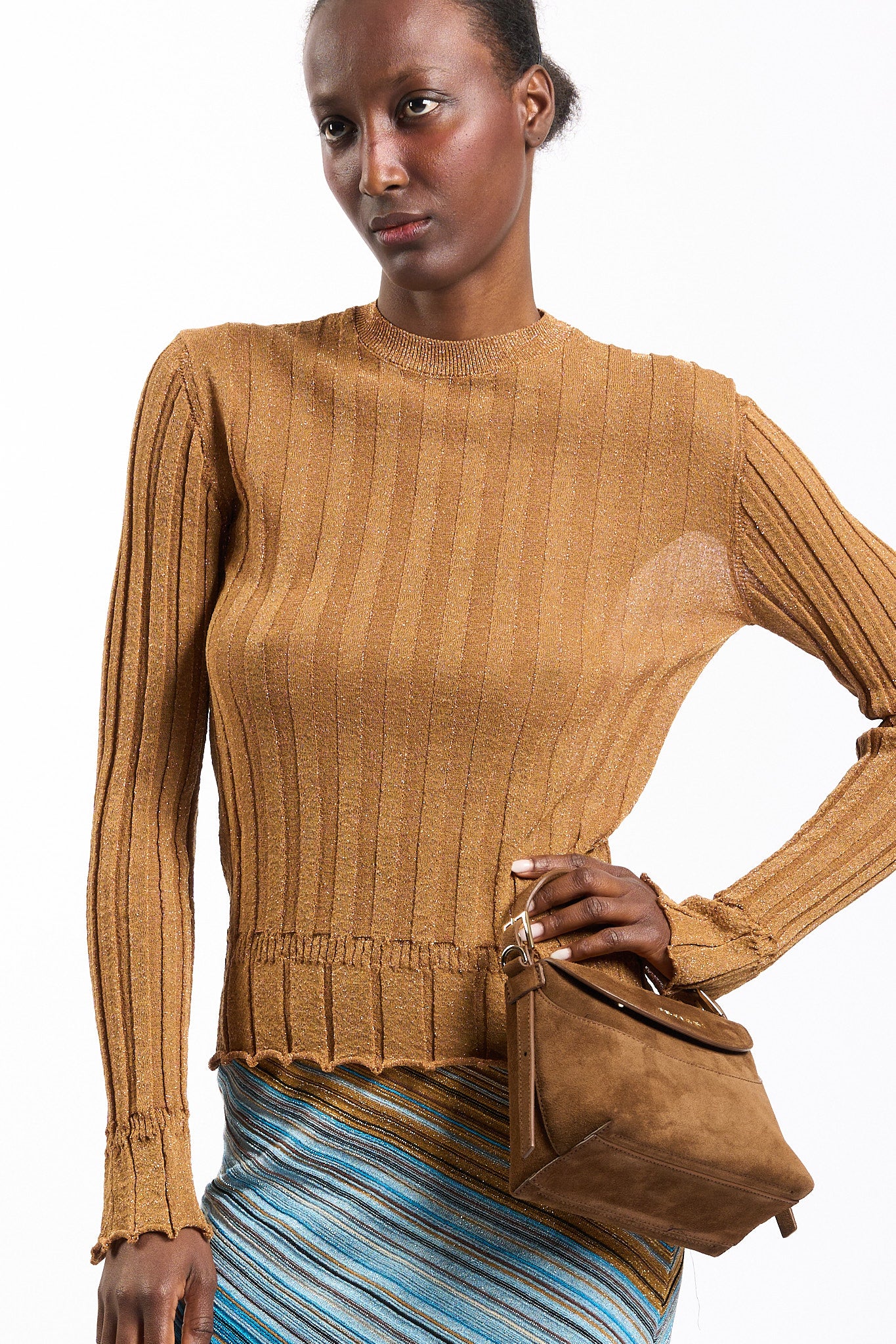 Akep Maglia Lurex Cammello Donna-1