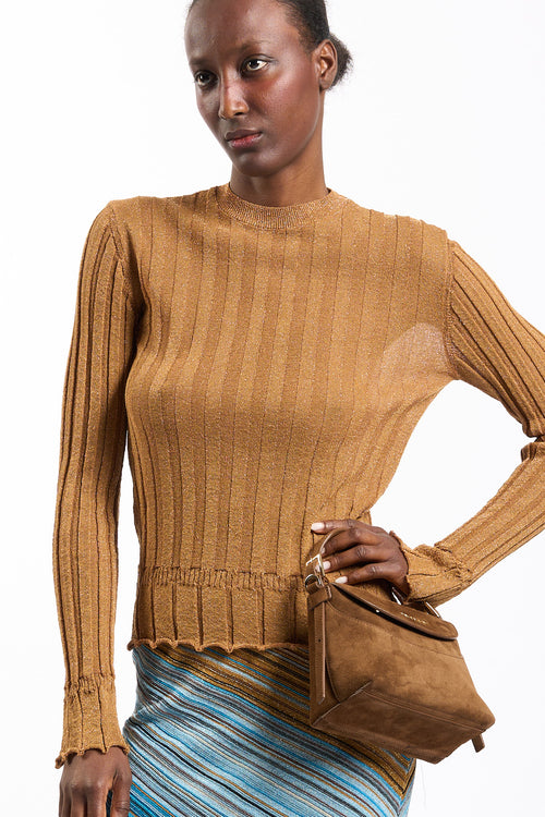 Akep Maglia Lurex Cammello Donna