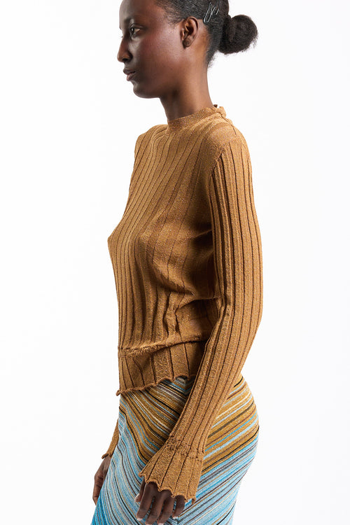 Akep Maglia Lurex Cammello Donna-2