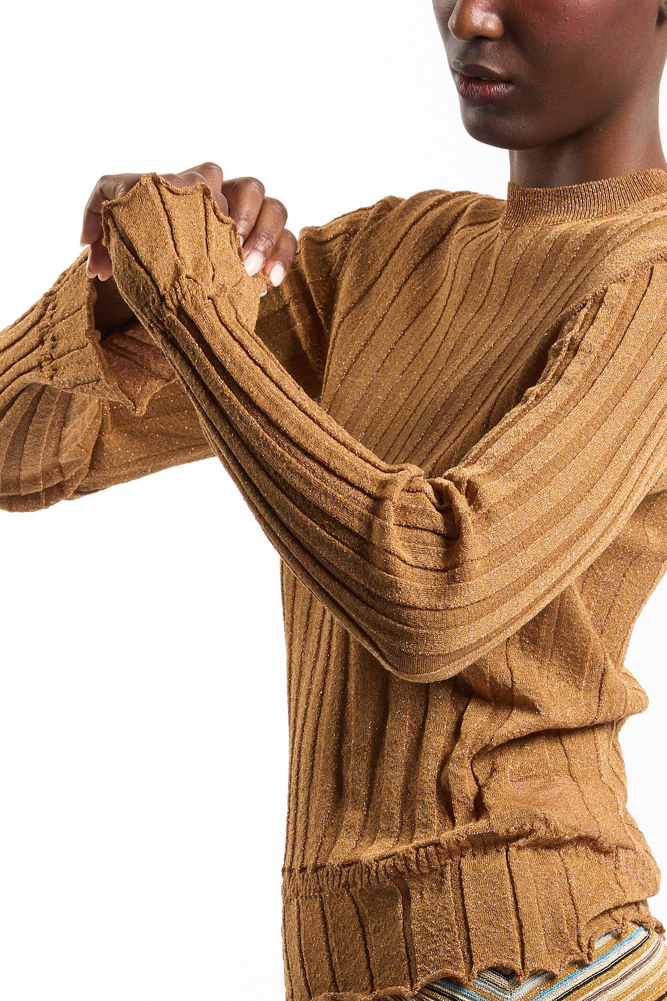 Akep Maglia Lurex Cammello Donna-7