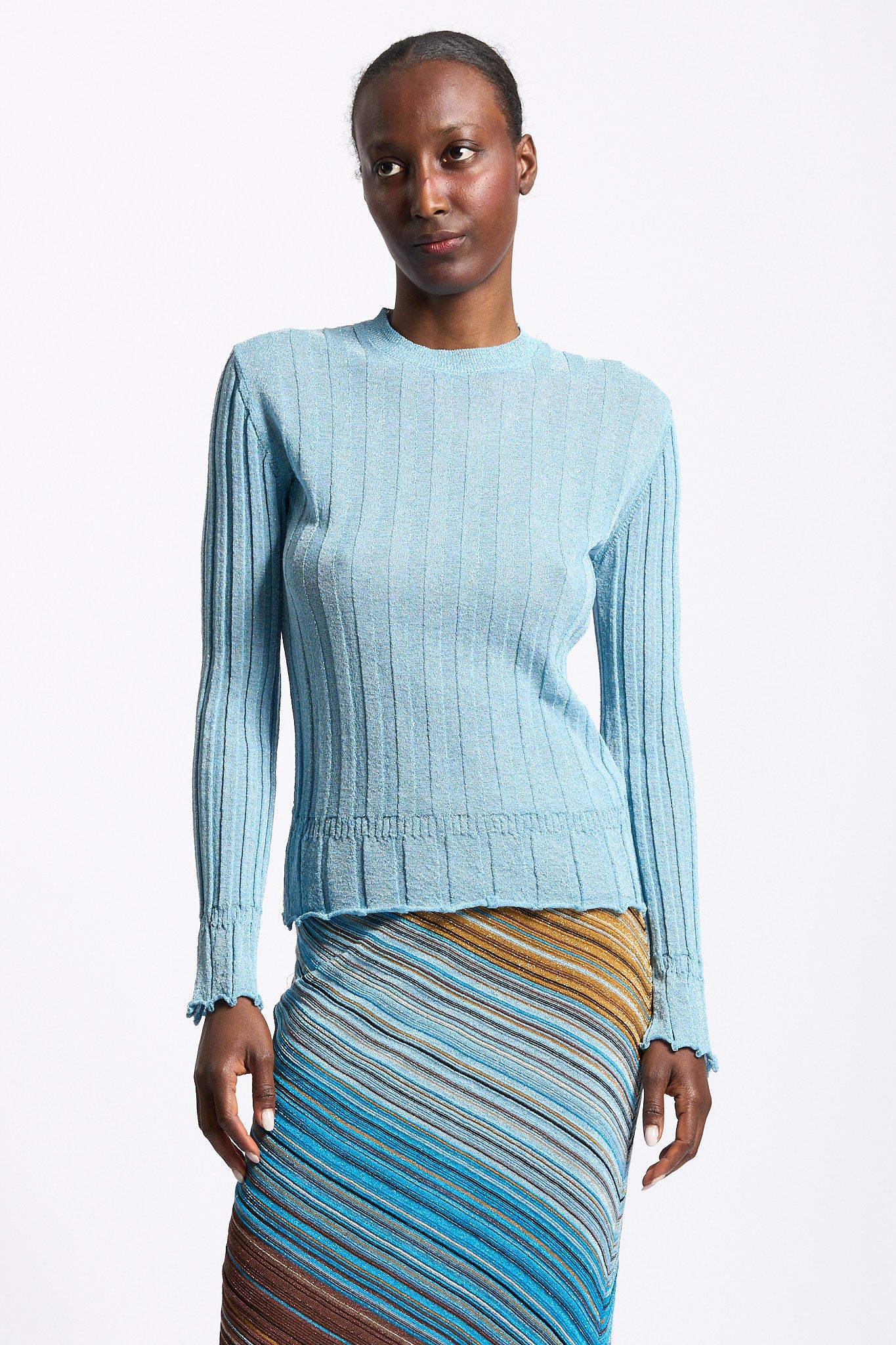 Akep Maglia Lurex Turchese Donna-5