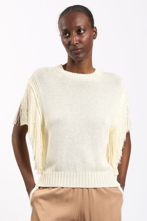 Akep Maglia con Frange Panna Donna