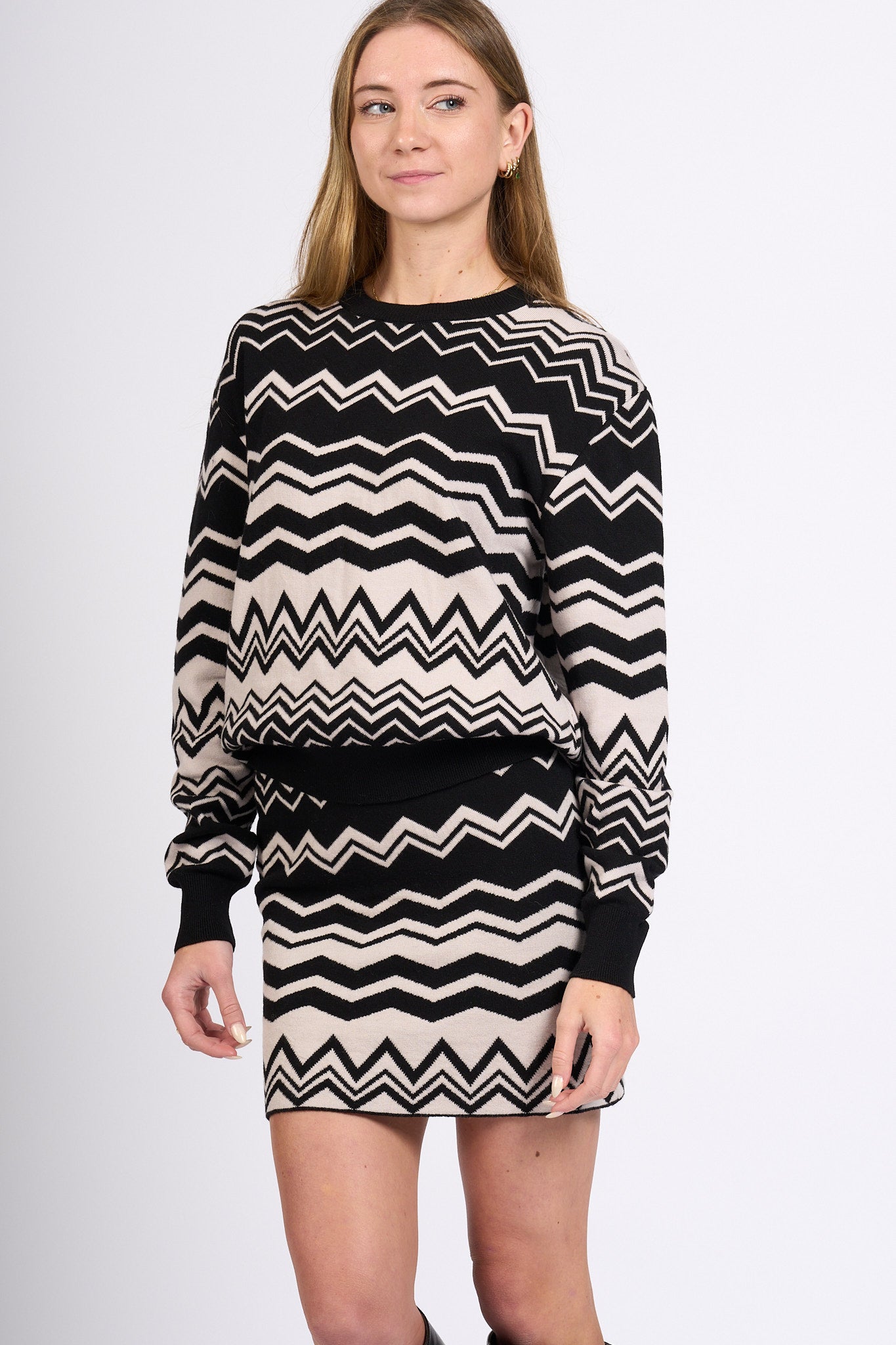 Akep Minigonna Jacquard Nero/bianco Donna-1