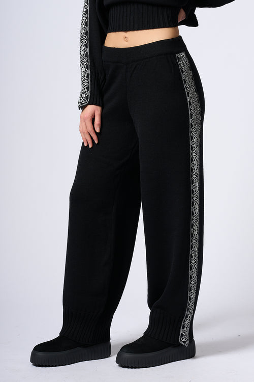 Akep Pantalone Jacquard Nero Donna-2