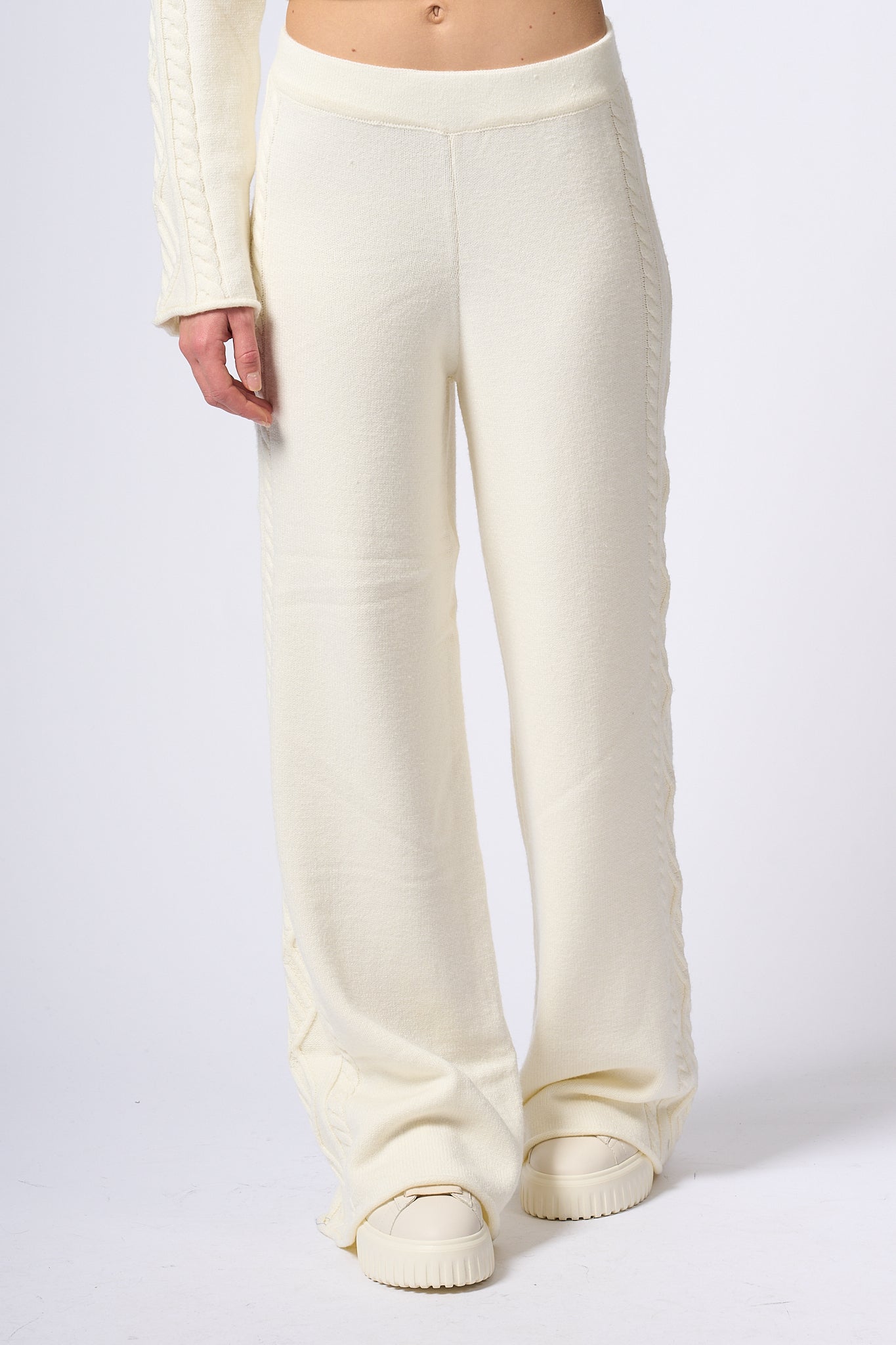 Akep Pantalone Treccia Panna Donna-3