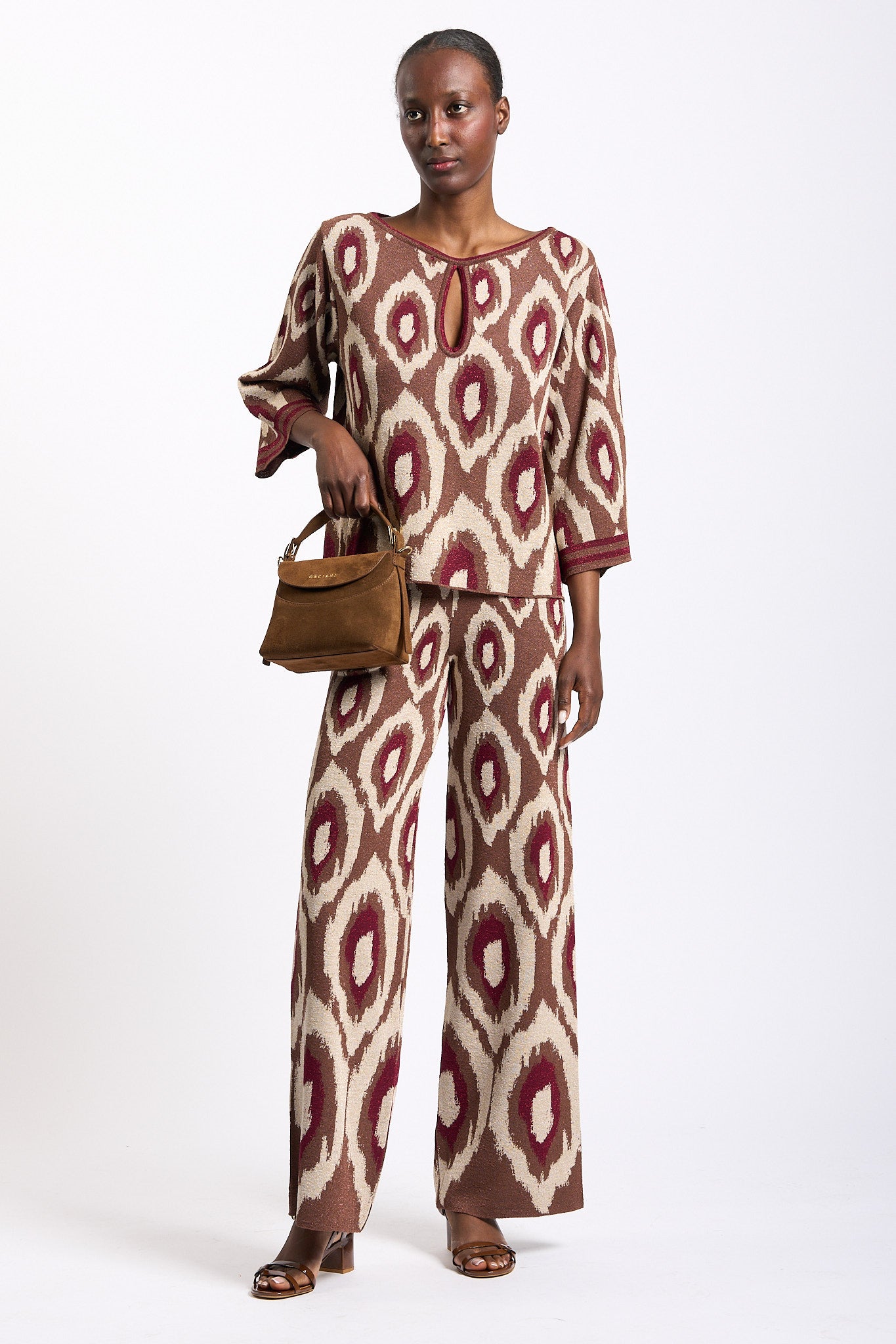 Akep Pantaloni Stampa Cammello Donna-2