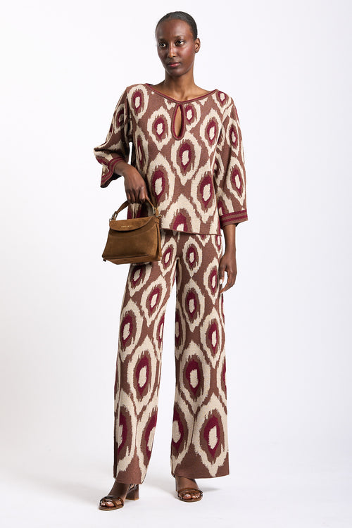 Akep Pantaloni Stampa Cammello Donna-2