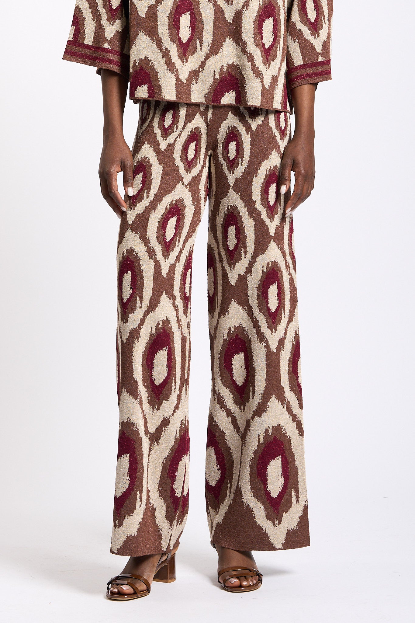 Akep Pantaloni Stampa Cammello Donna-3