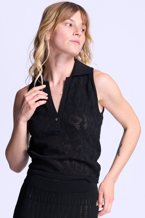 Akep Polo Punto Pizzo Nero Donna-2