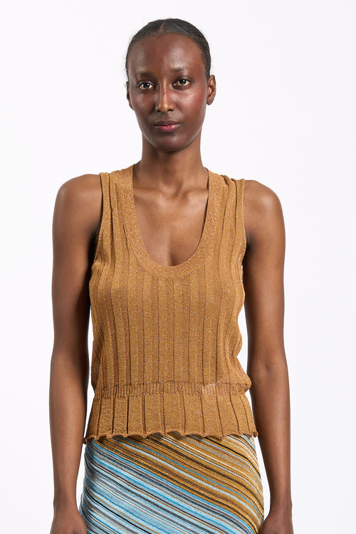 Akep Top Lurex Cammello Donna