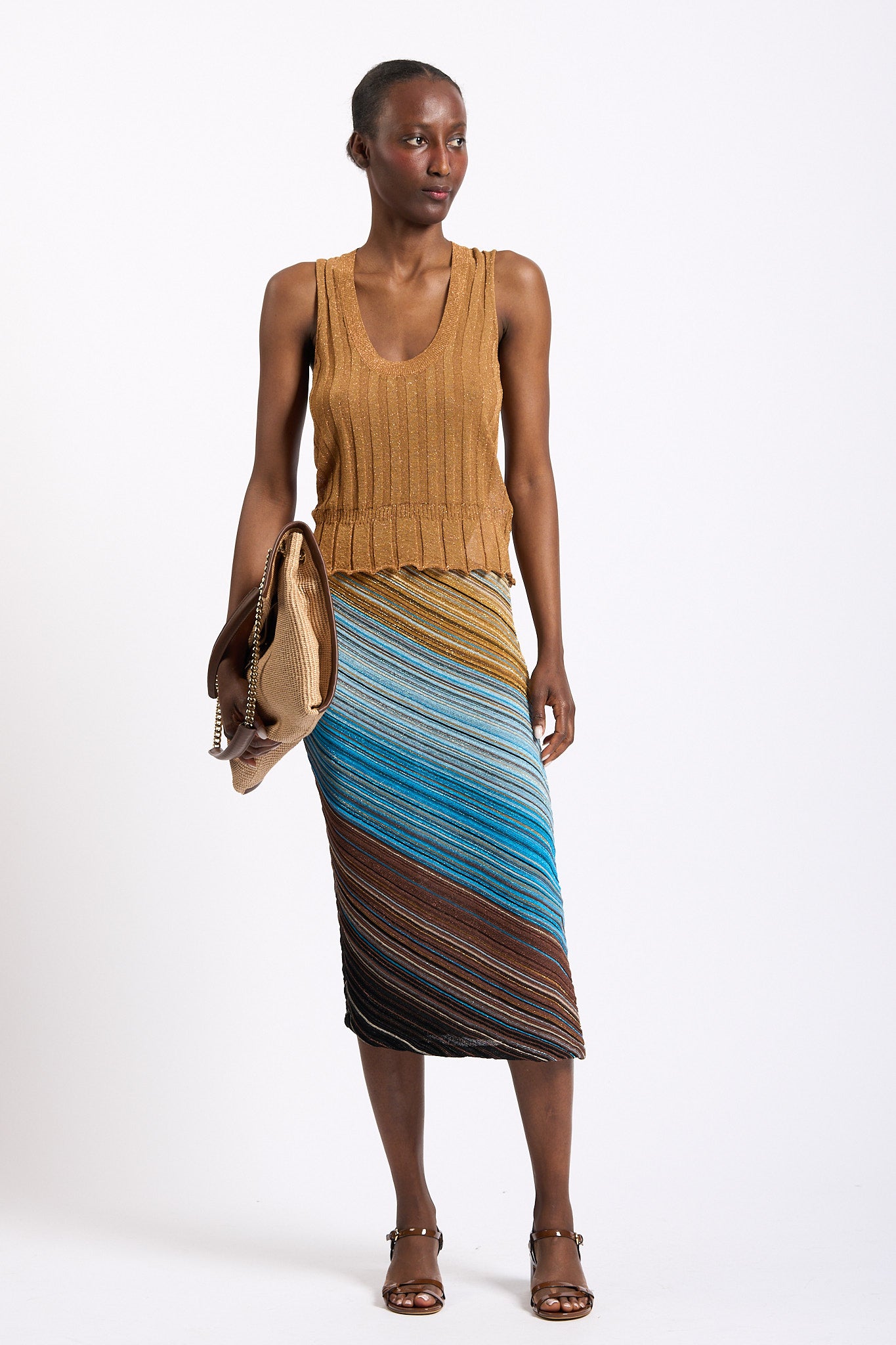 Akep Top Lurex Cammello Donna-5