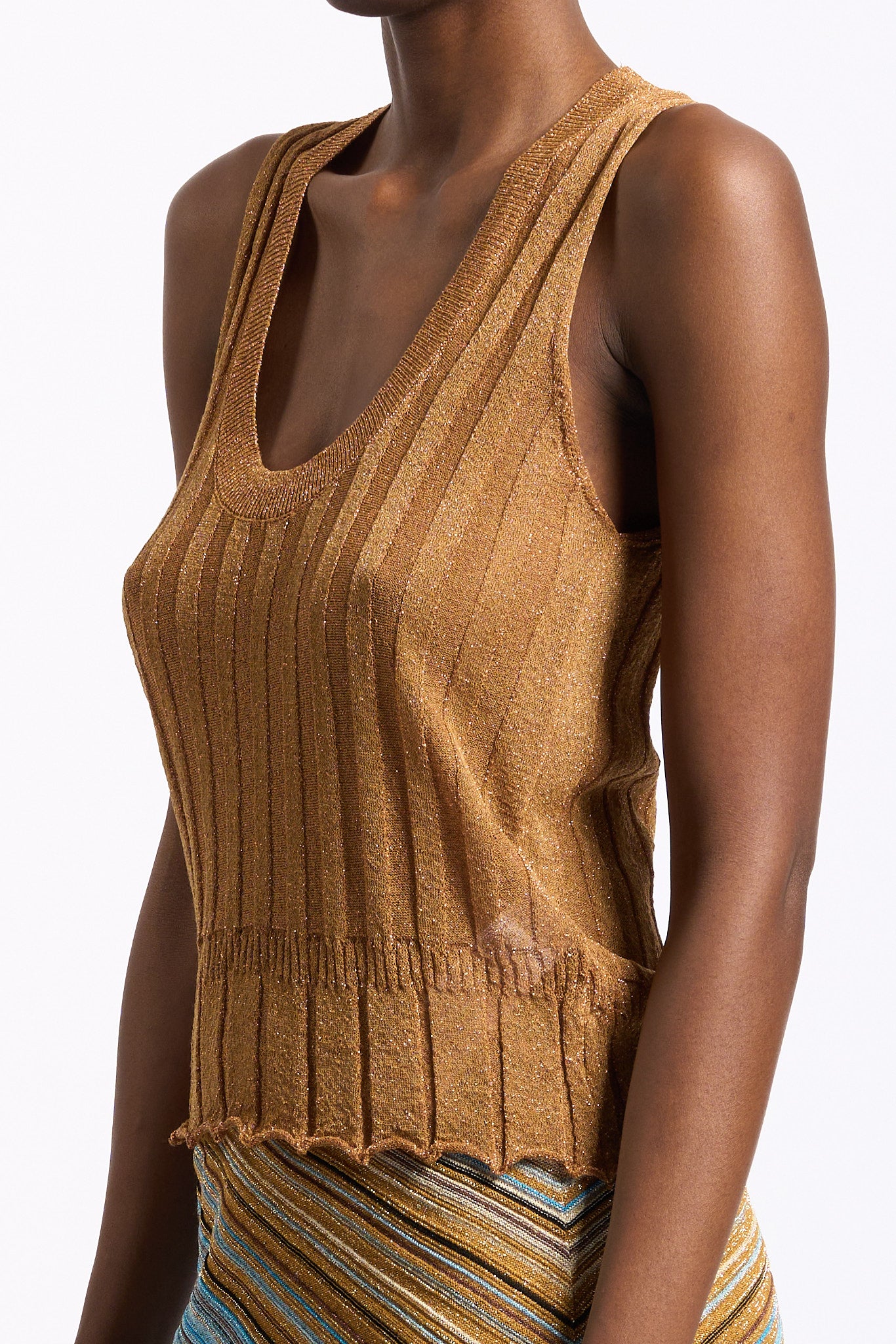 Akep Top Lurex Cammello Donna-4
