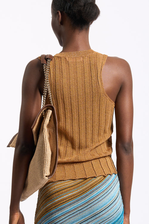 Akep Top Lurex Cammello Donna-2