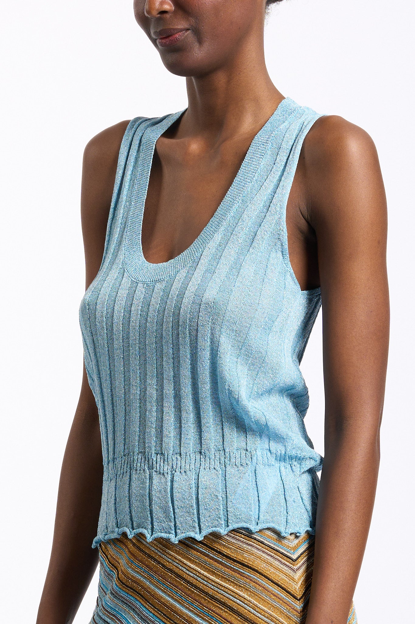 Akep Top Lurex Turchese Donna-4