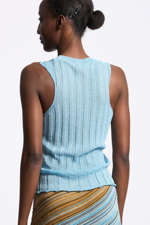 Akep Top Lurex Turchese Donna-2