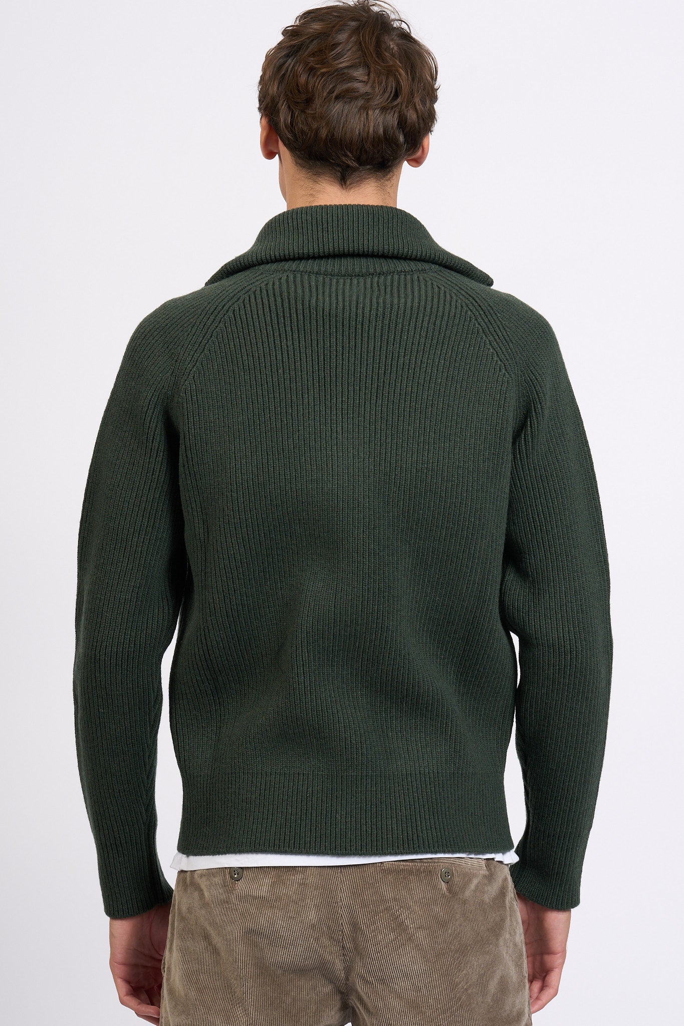 Albarena Cardigan Full Zip Verdone Uomo-5