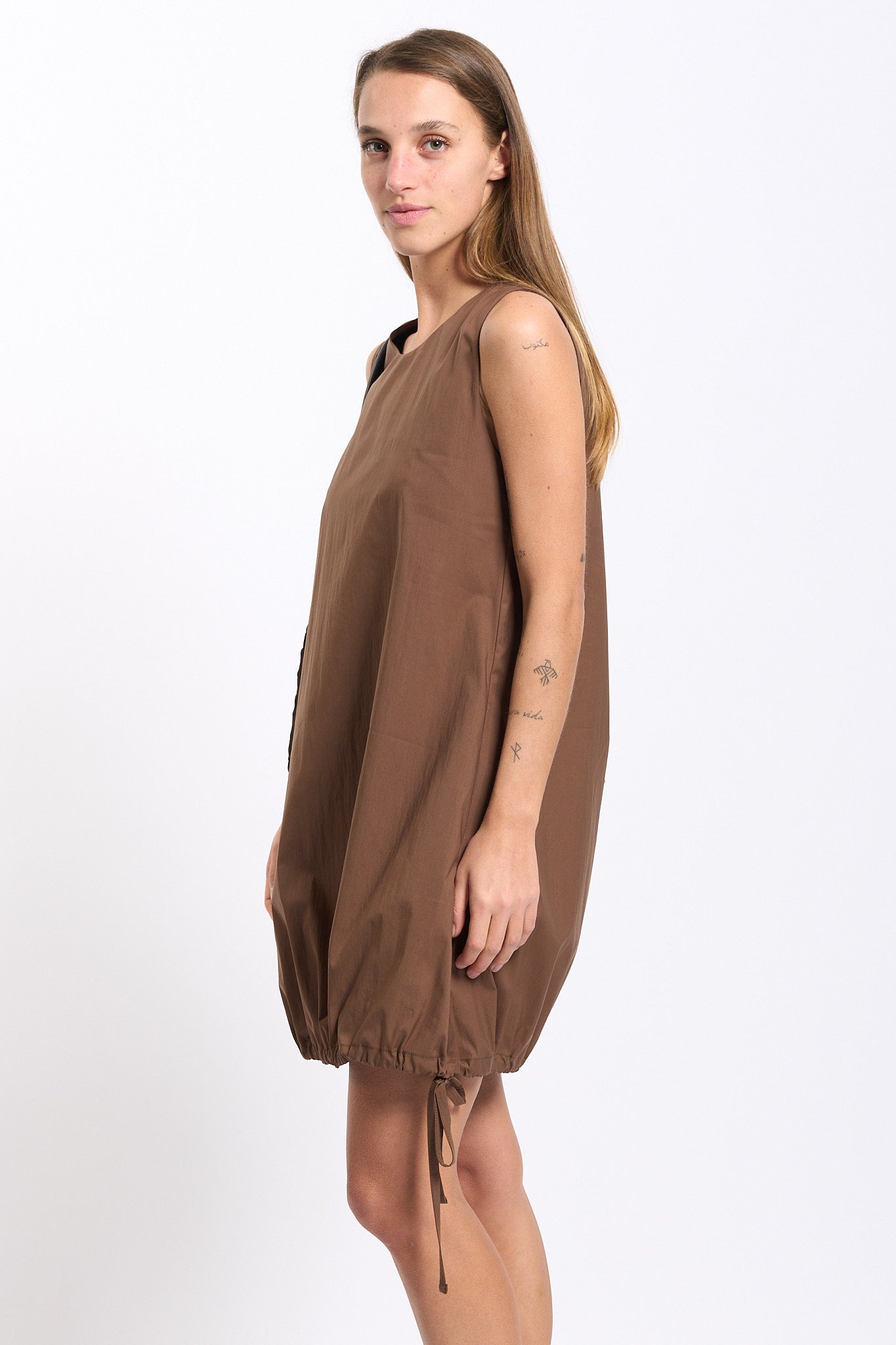 Alpha Abito Corto con Coulisse Cioccolato Donna-4