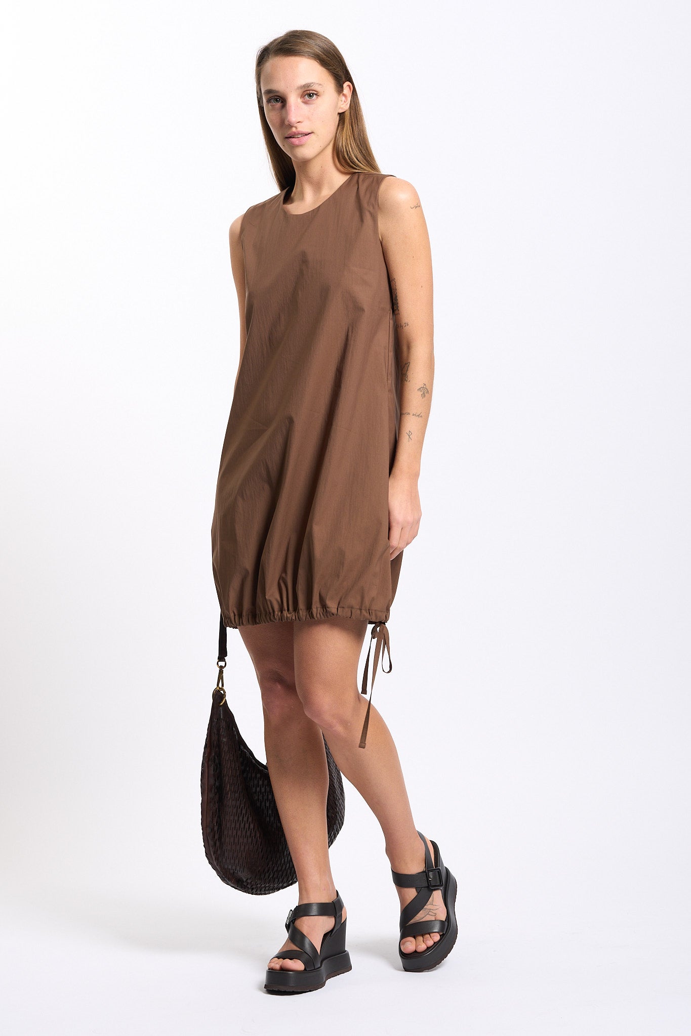 Alpha Abito Corto con Coulisse Cioccolato Donna-8