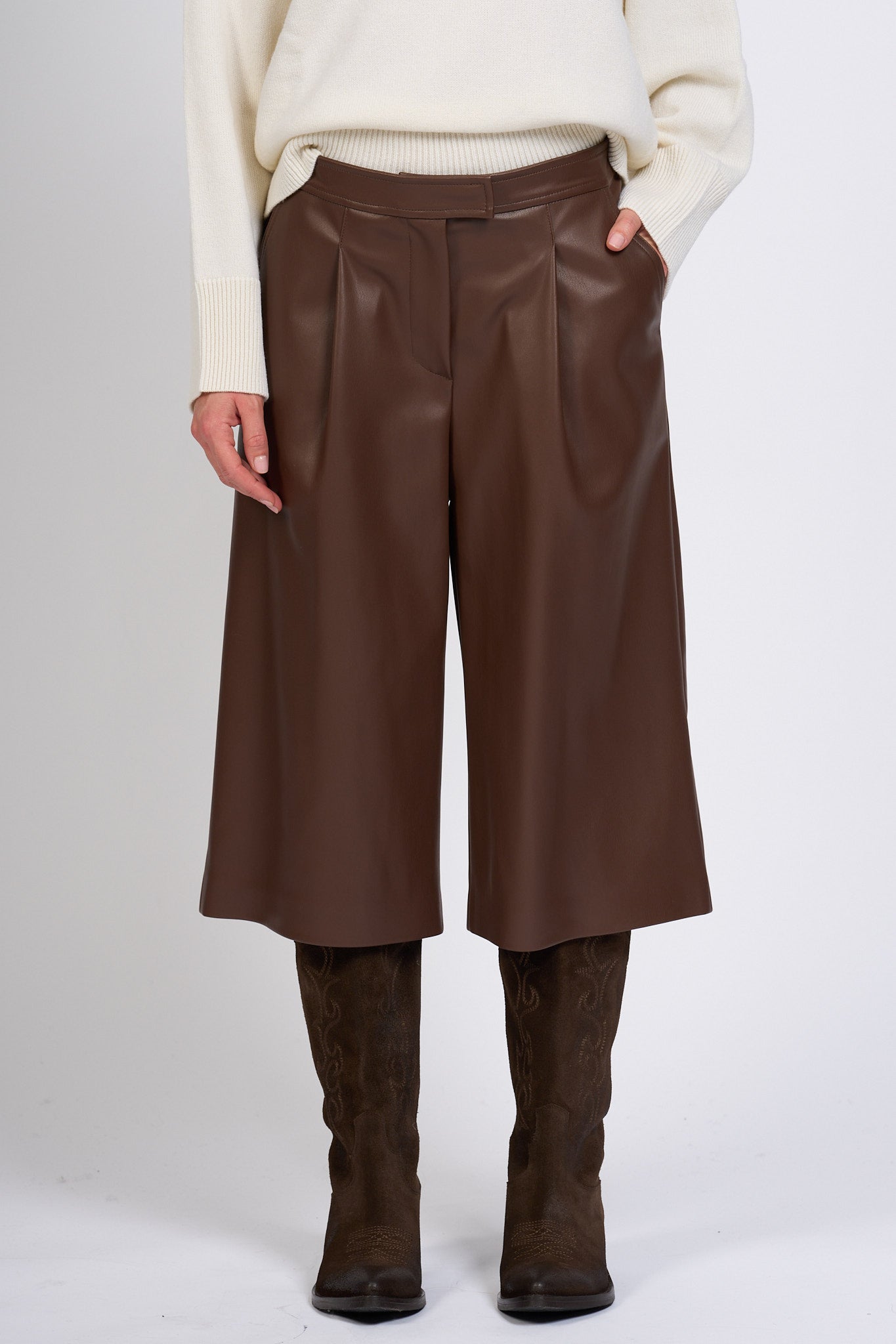 Alpha Bermuda Ecopelle Moro Donna-6