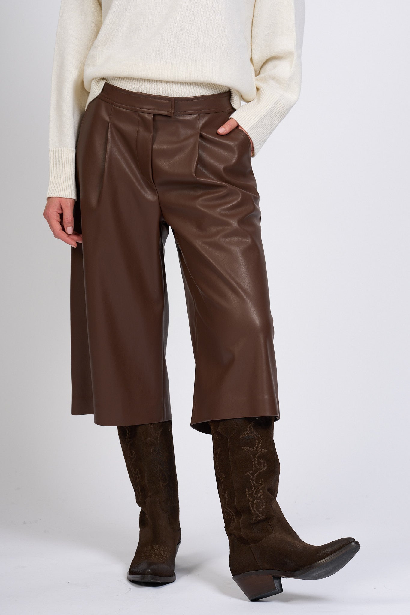 Alpha Bermuda Ecopelle Moro Donna-7
