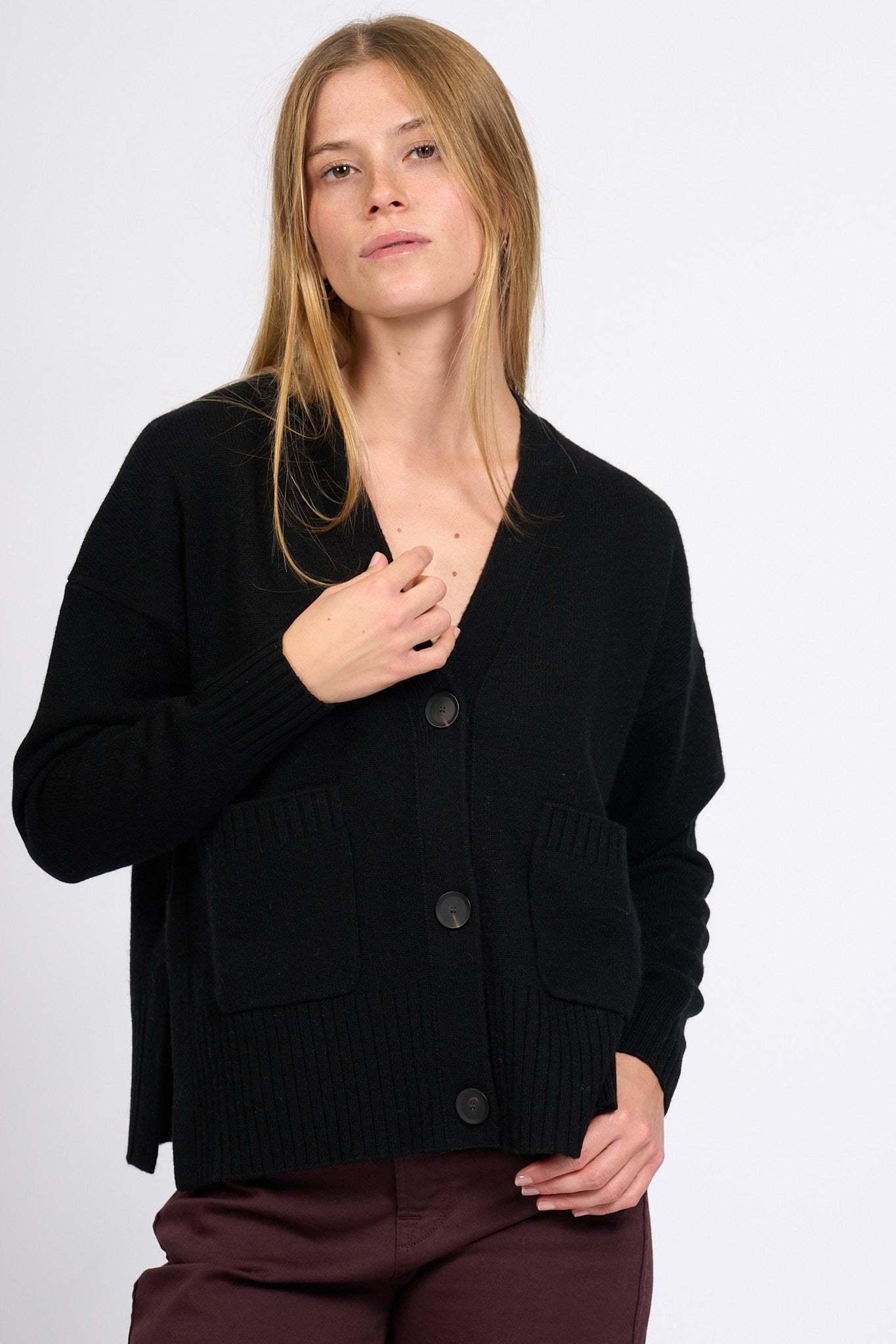 Alpha Cardigan Nero Donna-7