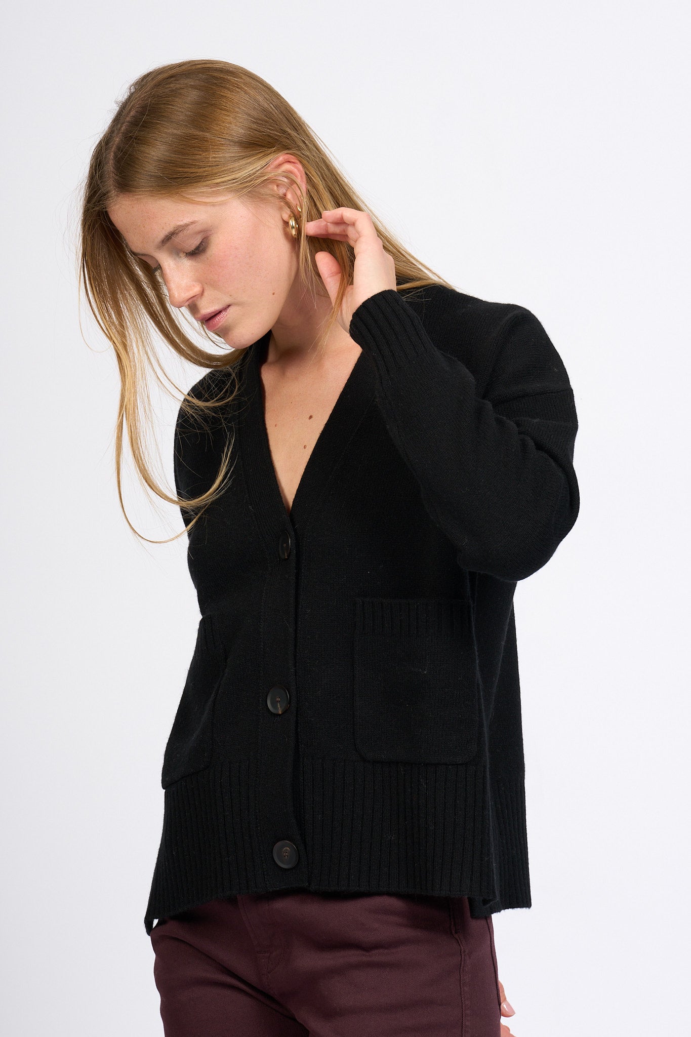 Alpha Cardigan Nero Donna-3