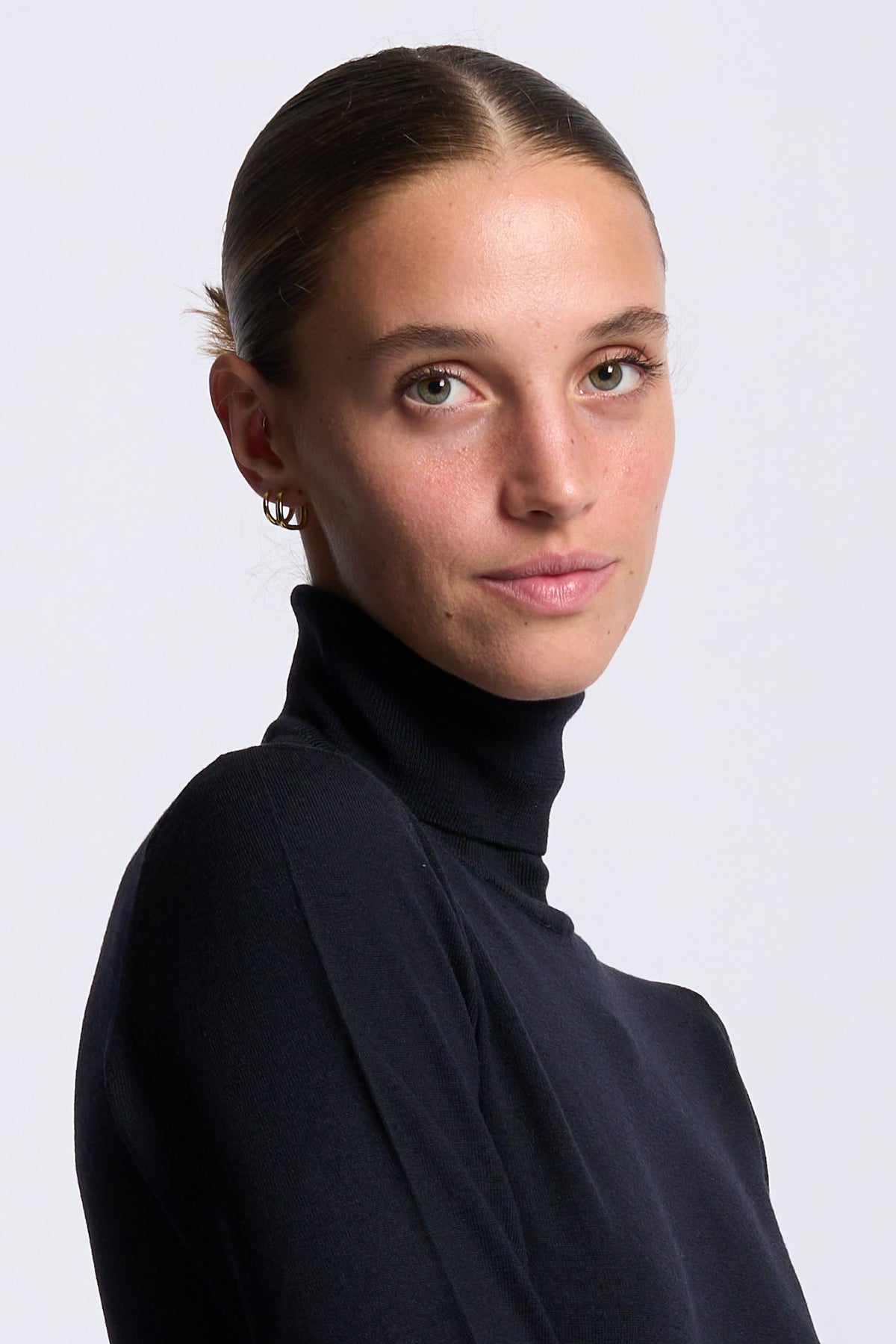 Alpha Dolcevita Donna Seta Cashmere nero a collo alto-5