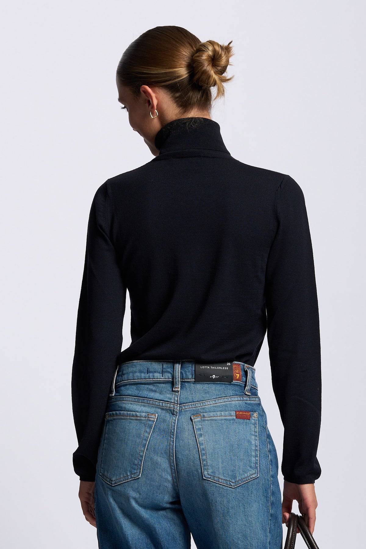 Alpha Dolcevita Donna Seta Cashmere nero a collo alto-6