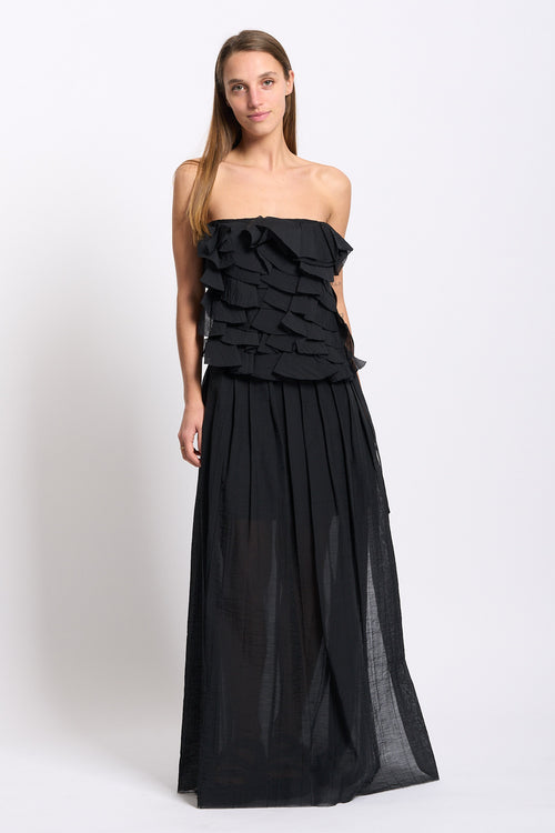 Alpha Gonna Lunga con Pieghe Nero Donna