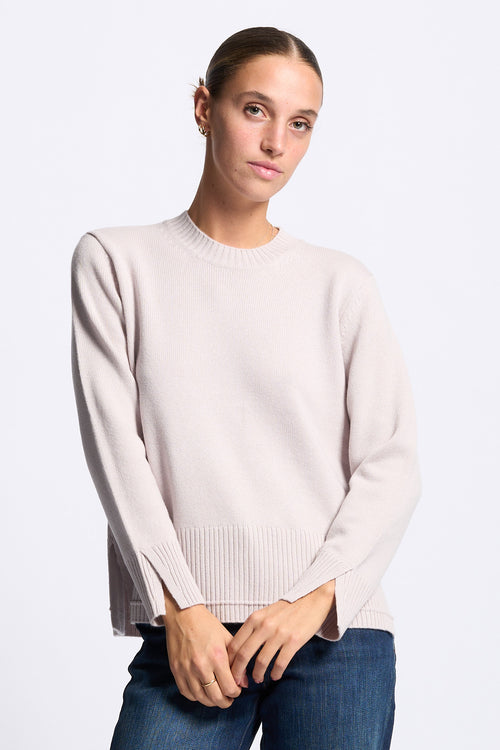 Alpha Maglia Girocollo Misto Cashmere Beige Chiaro Donna