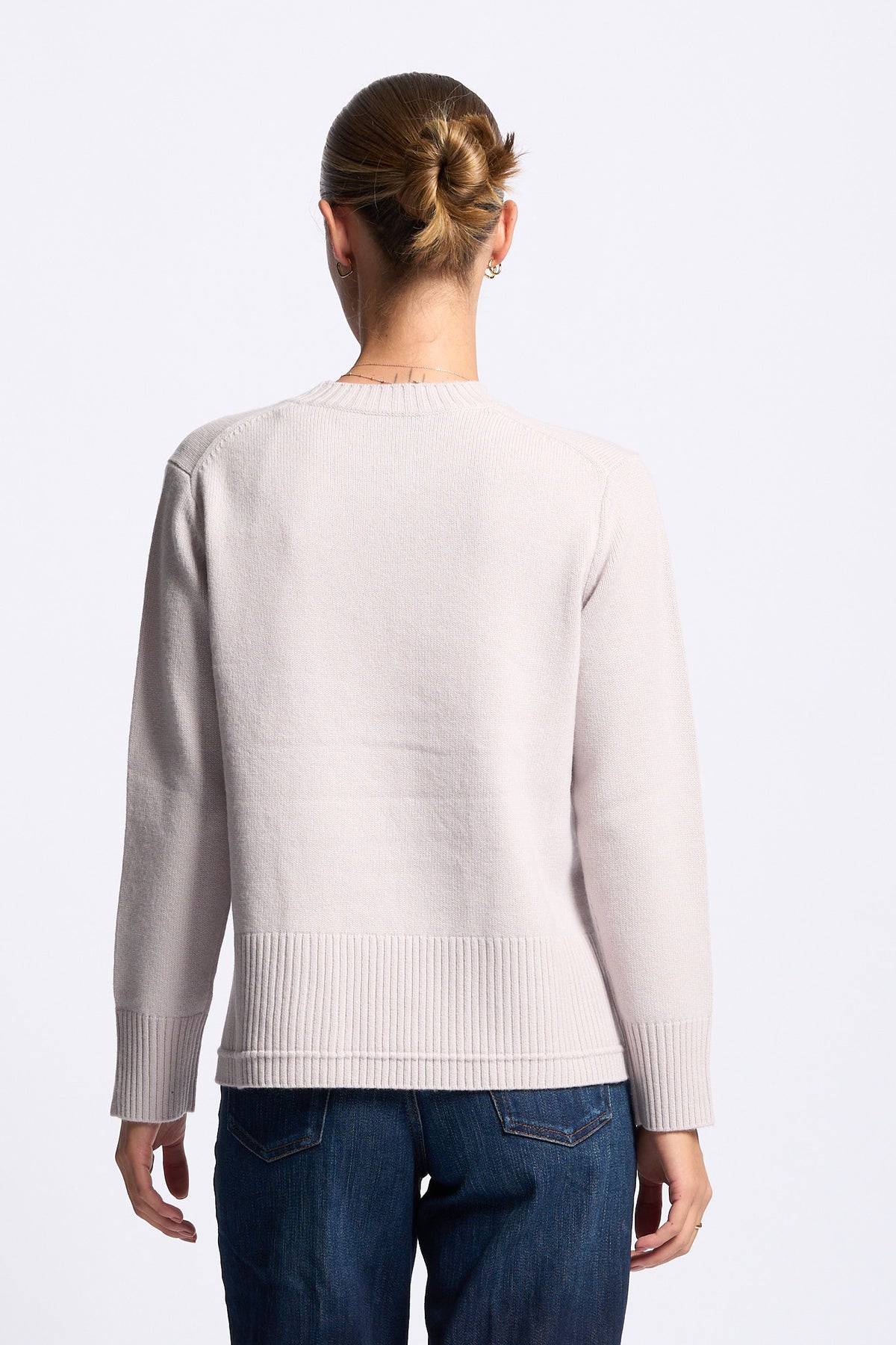 Alpha Maglia Girocollo Misto Cashmere Beige Chiaro Donna-4