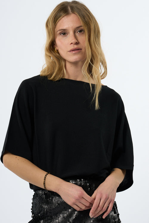 Alpha Maglia Kimono Nero Donna