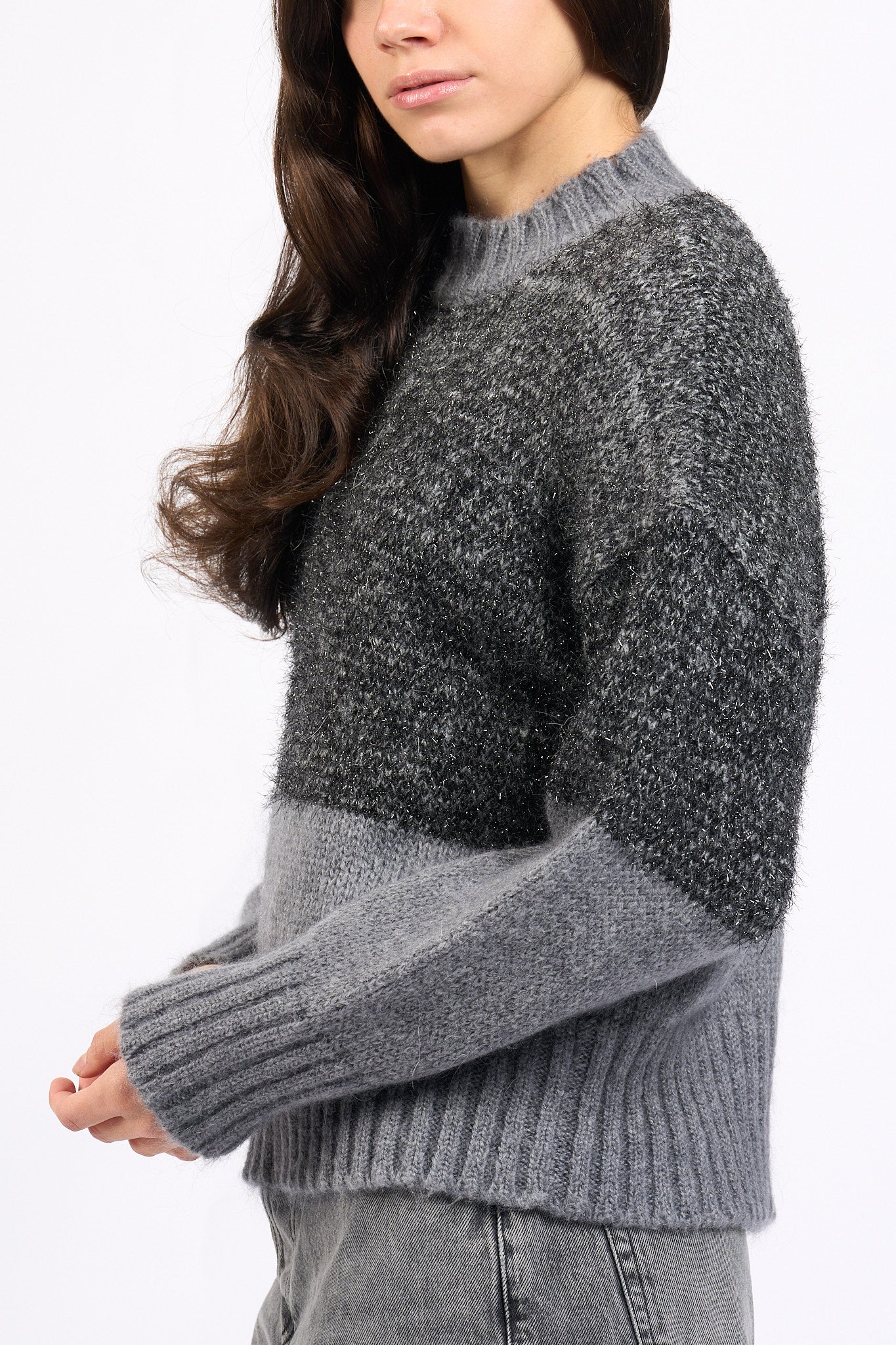 Alpha Maglia Lurex Grigio Donna-3