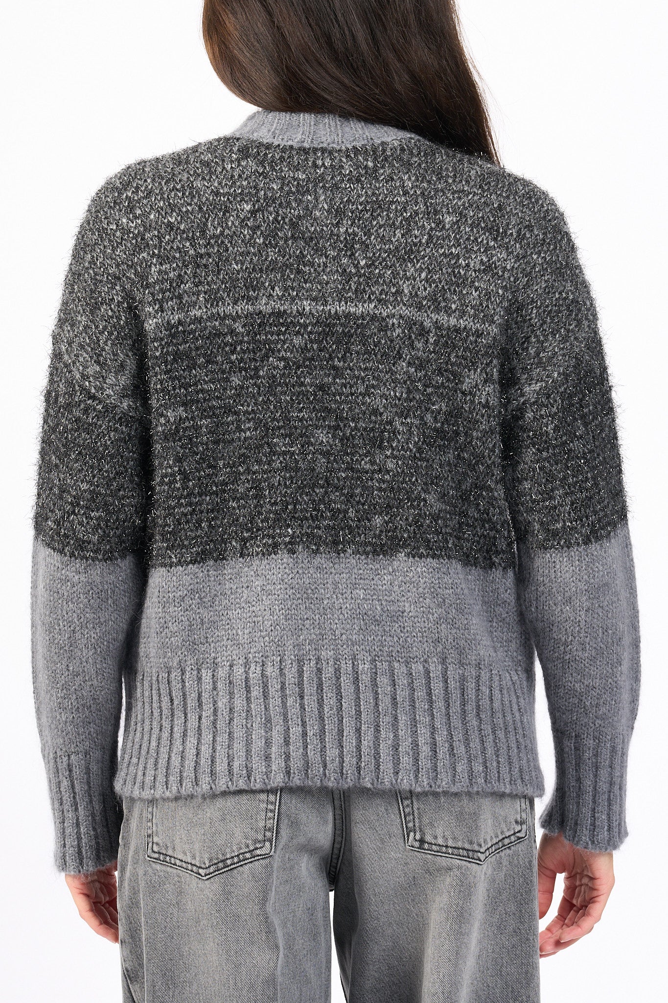 Alpha Maglia Lurex Grigio Donna-4