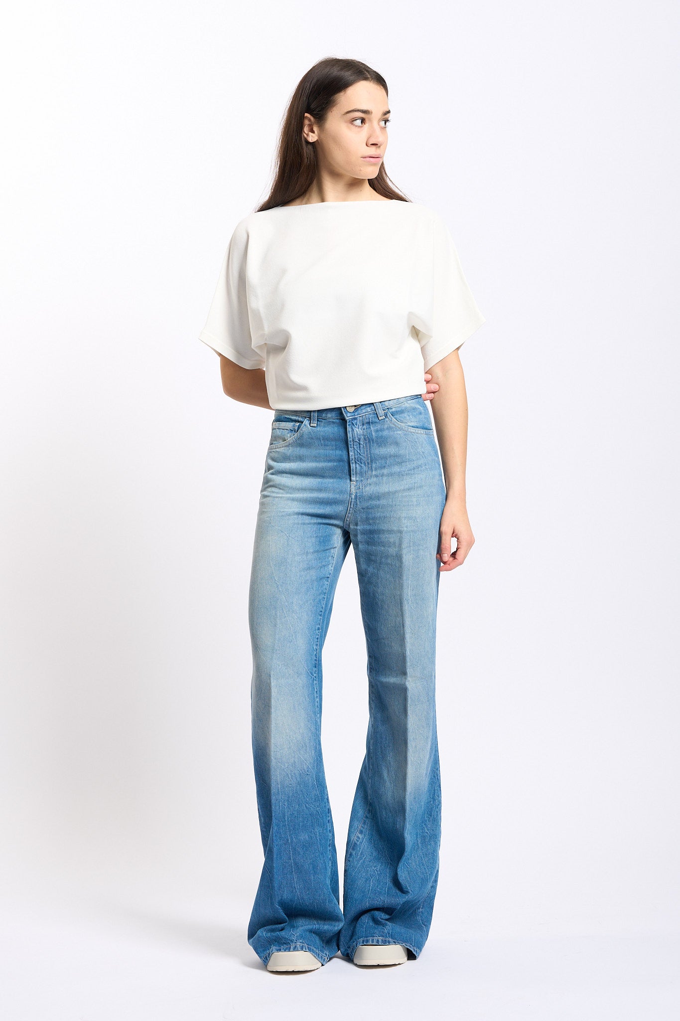 Alpha Maglia Maniche Kimono Latte Donna-3