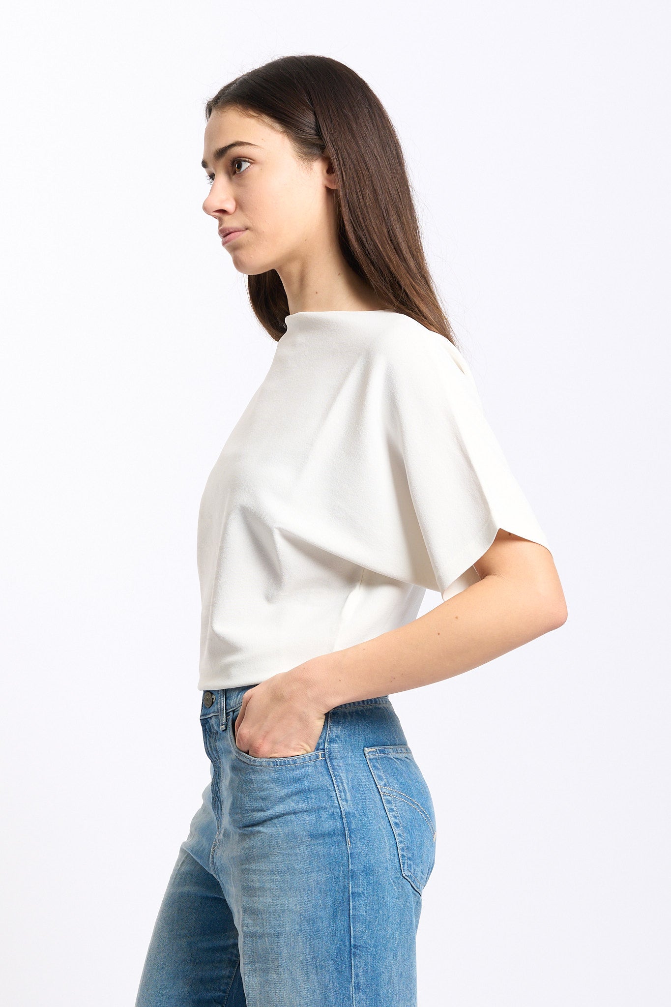 Alpha Maglia Maniche Kimono Latte Donna-1