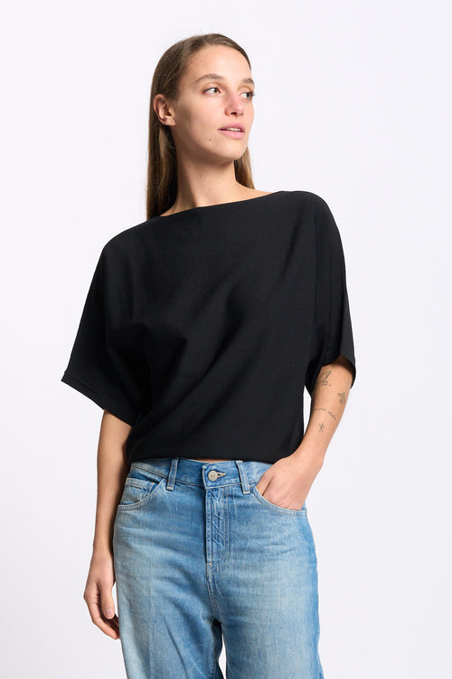 Alpha Maglia Maniche Kimono Nero Donna