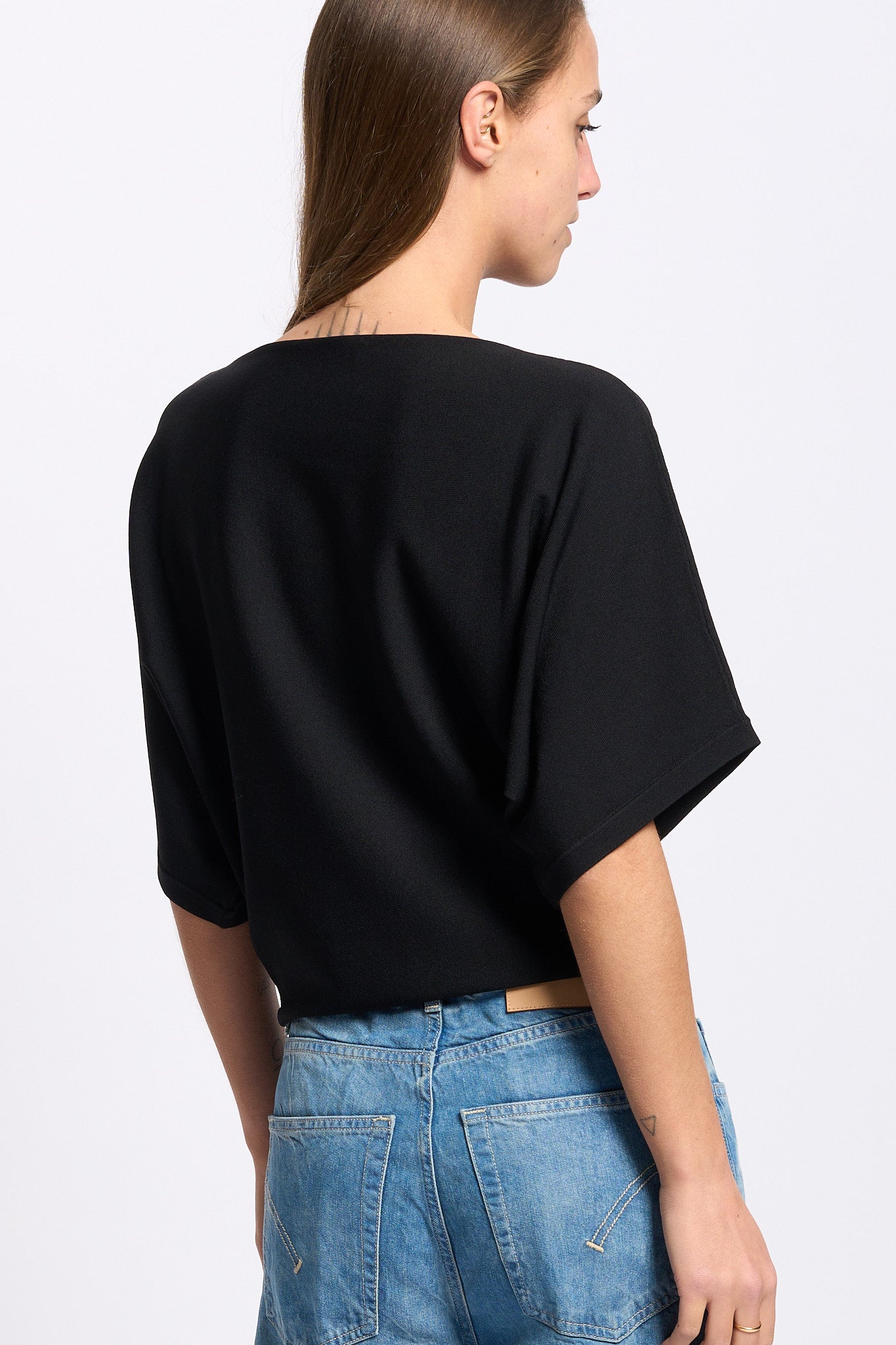 Alpha Maglia Maniche Kimono Nero Donna-3