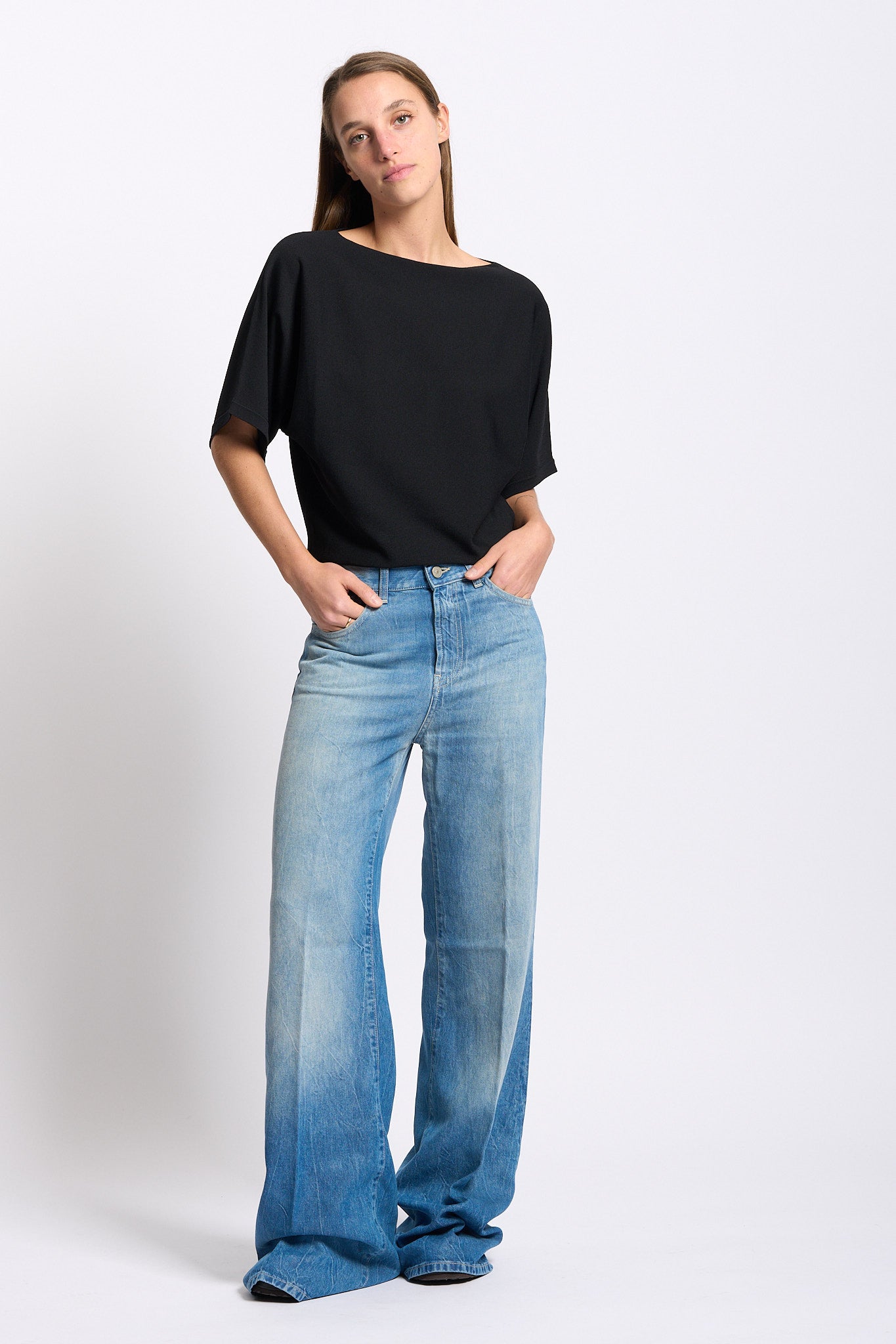 Alpha Maglia Maniche Kimono Nero Donna-4