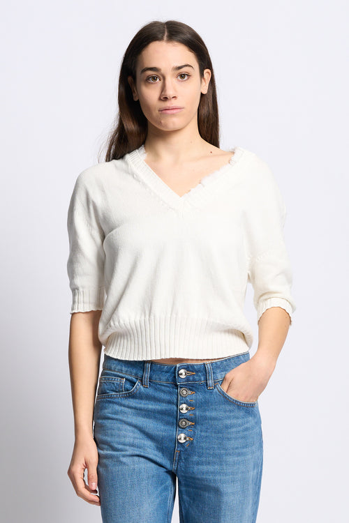 Alpha Maglia Scollo V Latte Donna-2